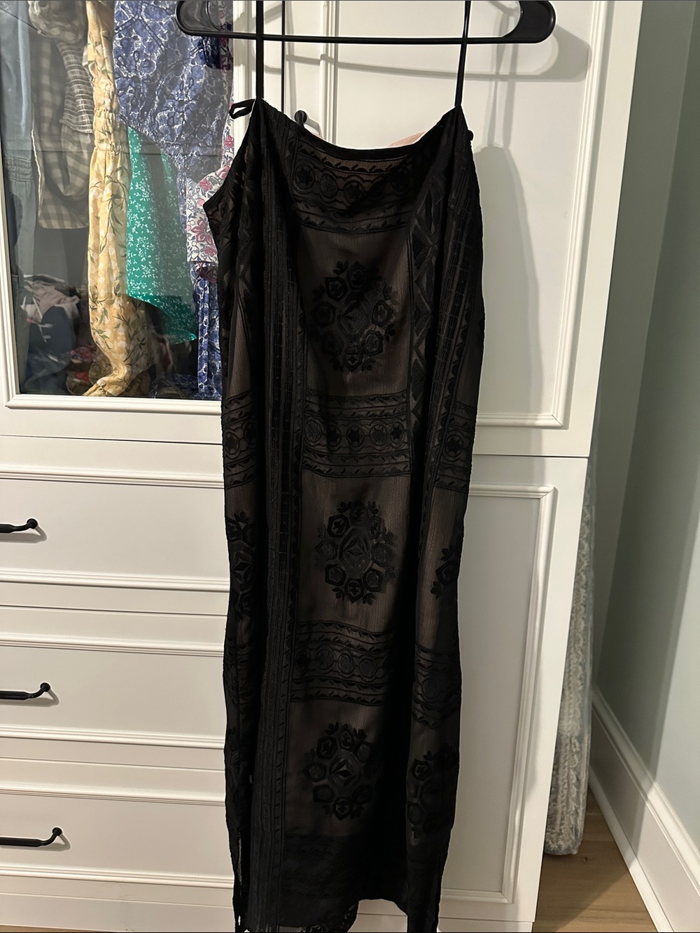 Floreat Black Embroidered Maxi Slip Dress